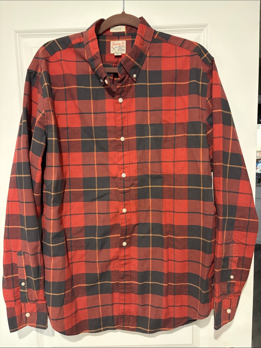 J. Crew Red and Black Plaid Button-Down Shirt - Men